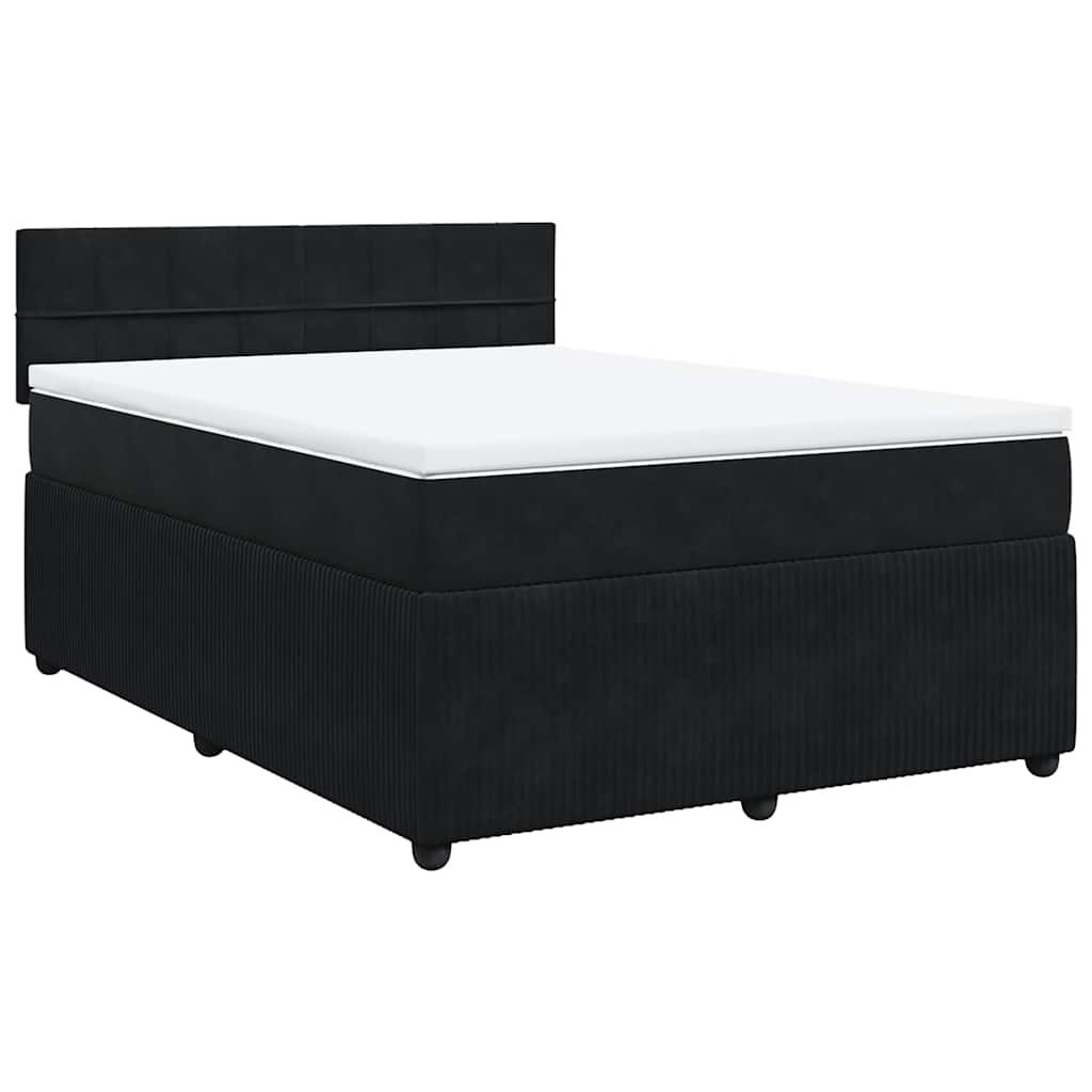 Cama com molas/colchão 140x190 cm veludo preto