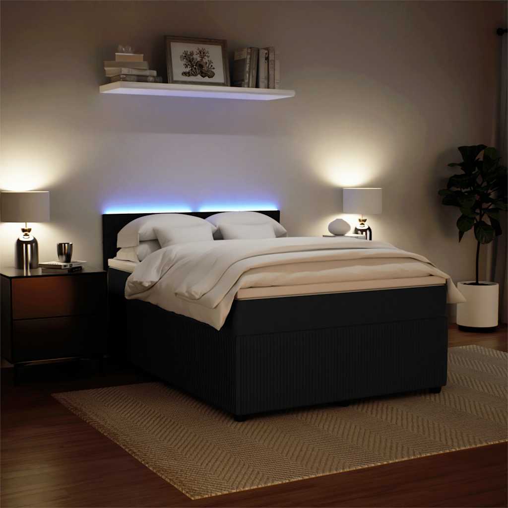 Cama com molas/colchão 140x190 cm veludo preto