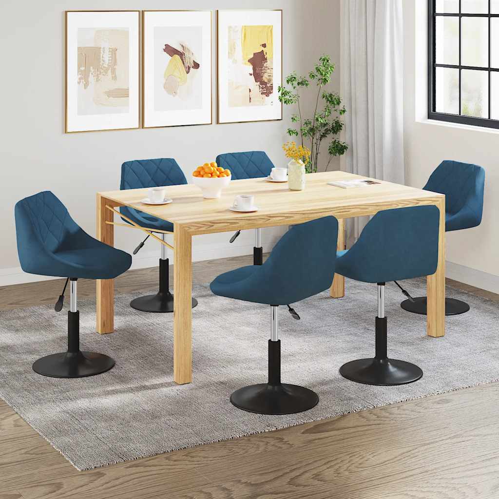 Cadeiras de jantar giratórias 6 pcs veludo azul