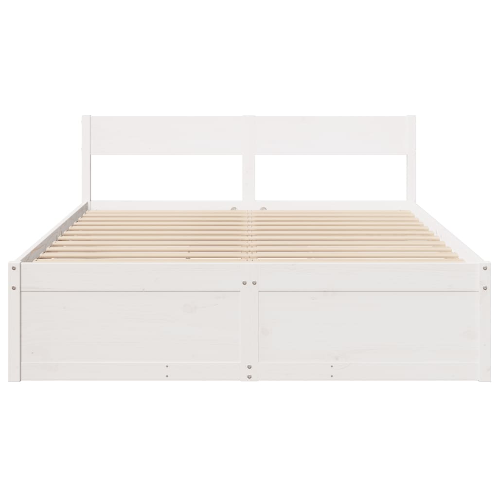 Cama sem colchão 140x200 cm madeira de pinho maciça branco