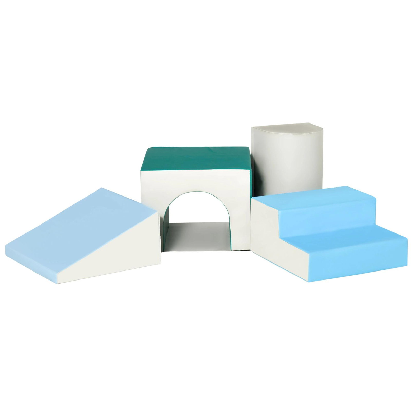 Conjunto de 4 Blocos de Espuma para Crianças de 1-3 Anos Figuras de Construção Brinquedo de Aprendizagem Infantil Estofado em PU