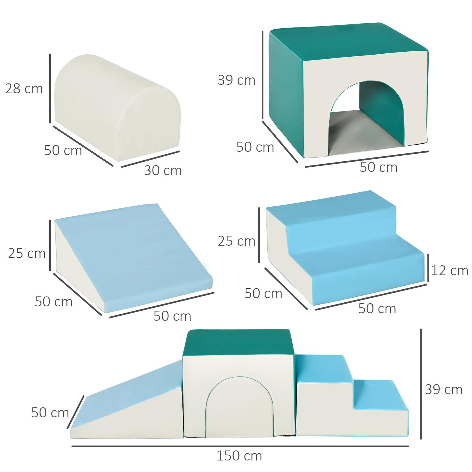 Conjunto de 4 Blocos de Espuma para Crianças de 1-3 Anos Figuras de Construção Brinquedo de Aprendizagem Infantil Estofado em PU