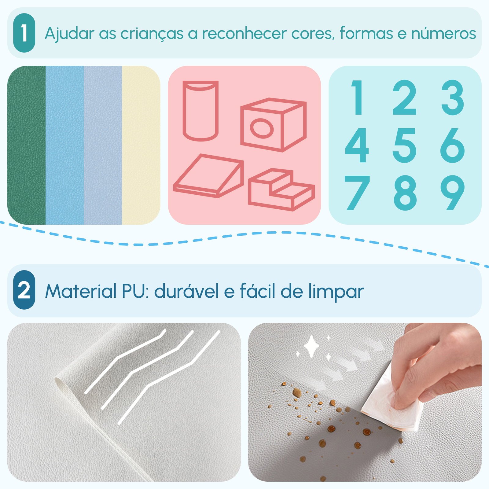 Conjunto de 4 Blocos de Espuma para Crianças de 1-3 Anos Figuras de Construção Brinquedo de Aprendizagem Infantil Estofado em PU