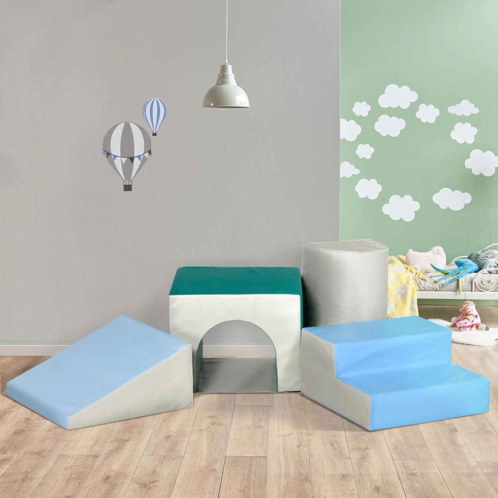 Conjunto de 4 Blocos de Espuma para Crianças de 1-3 Anos Figuras de Construção Brinquedo de Aprendizagem Infantil Estofado em PU