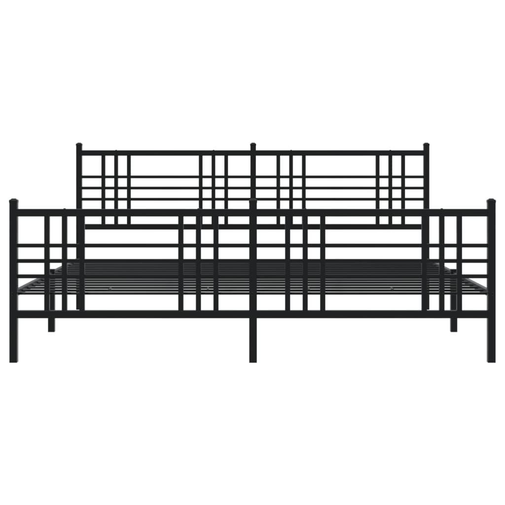 Estrutura de cama com cabeceira e pés 183x213 cm metal preto