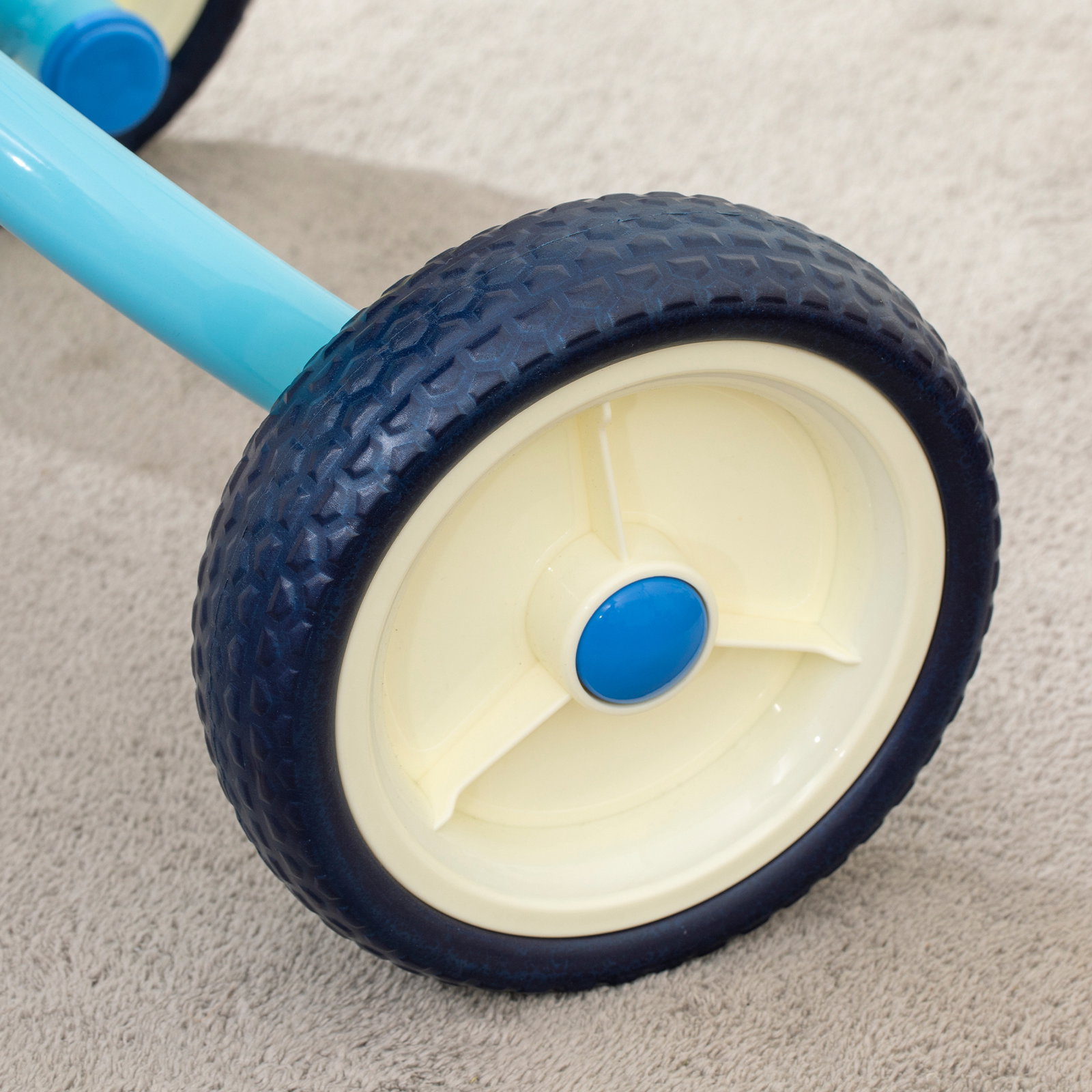 Triciclo para bebés 2 em 1 triciclo evolutivo para crianças com barra parental ajustável apoio para pés rebatível e cesto 93,5x47x96 cm azul