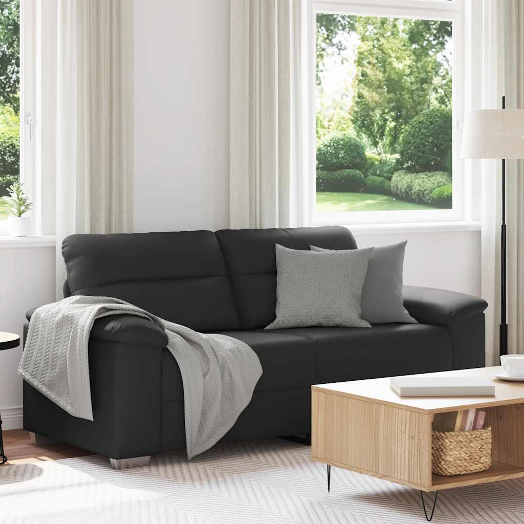 Sofá de 2 lugares preto 180x81x84 cm couro sintético