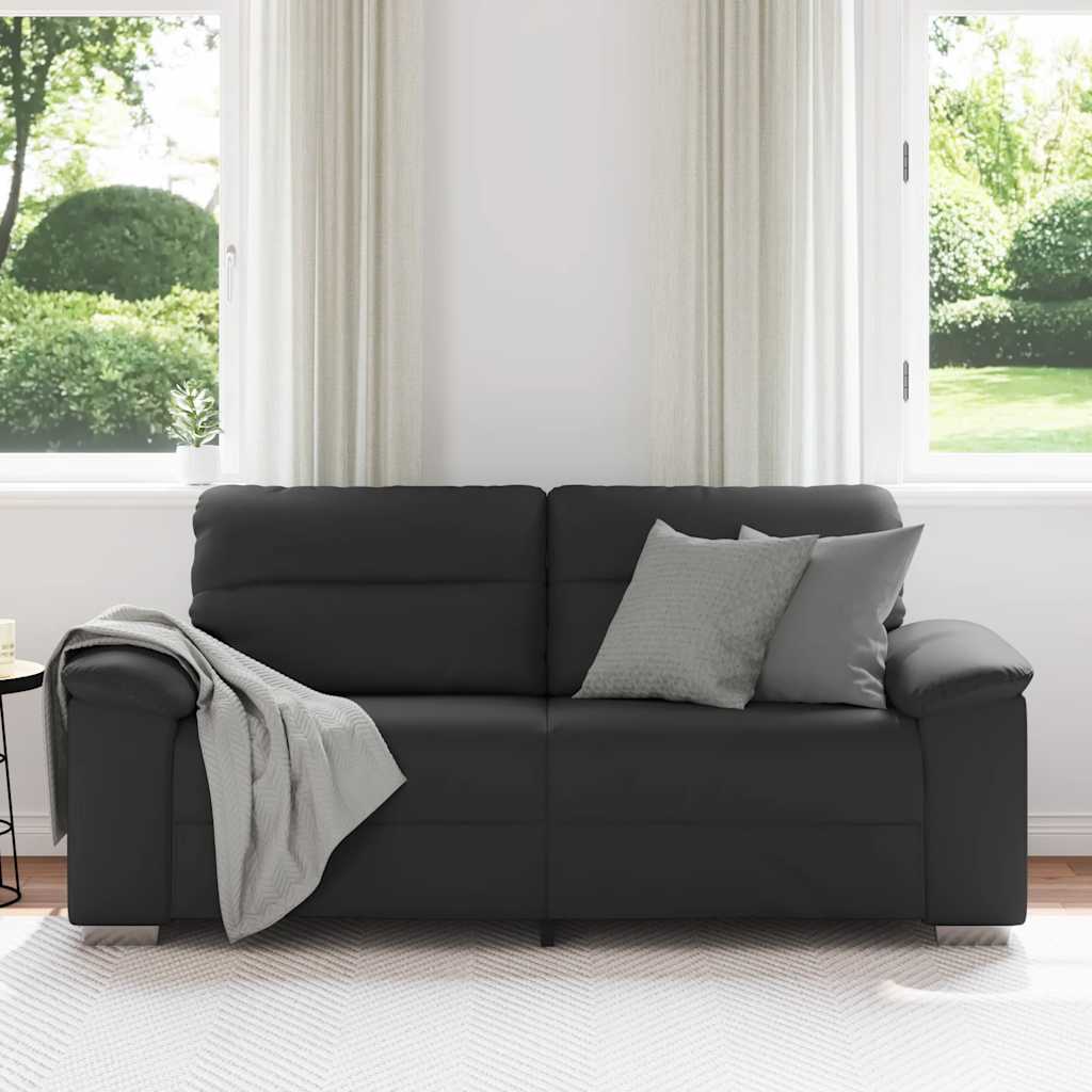 Sofá de 2 lugares preto 180x81x84 cm couro sintético