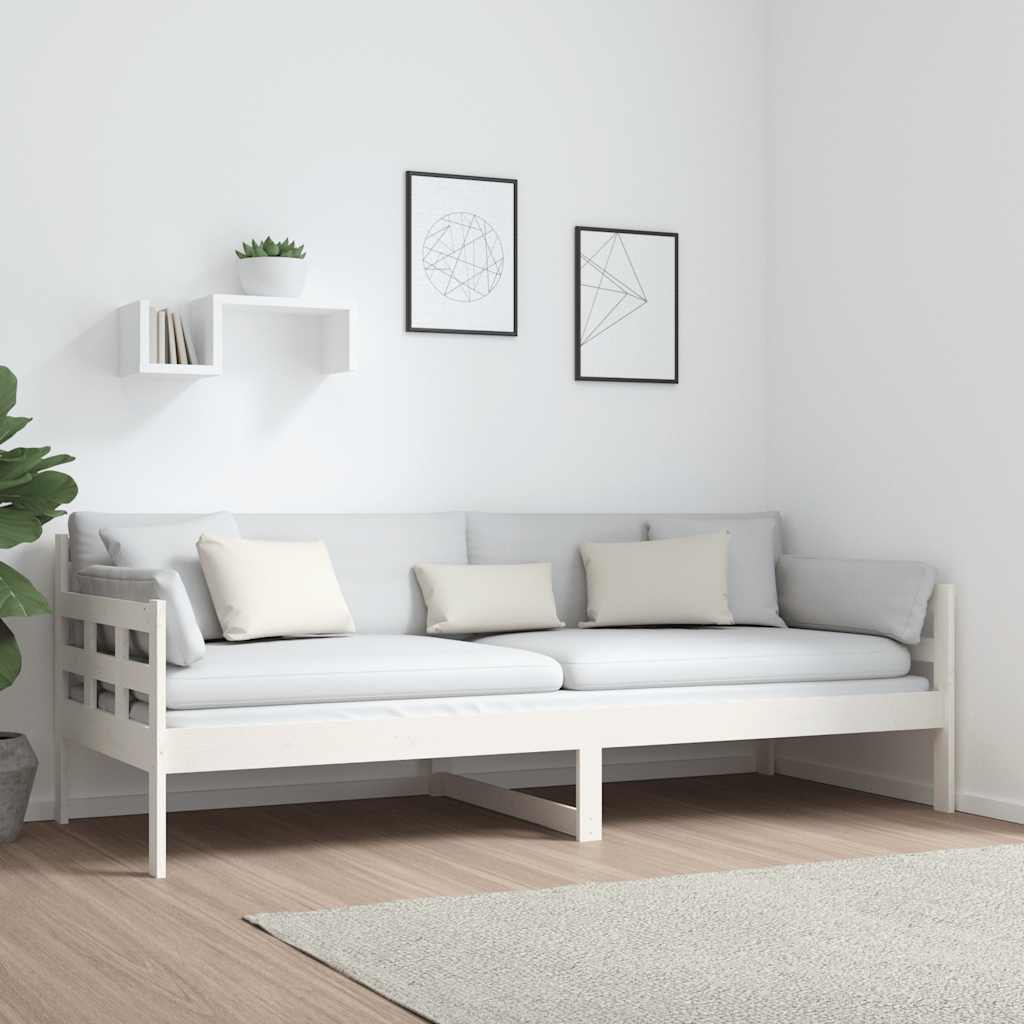 Sofá-cama 80x200 cm madeira de pinho maciça branco