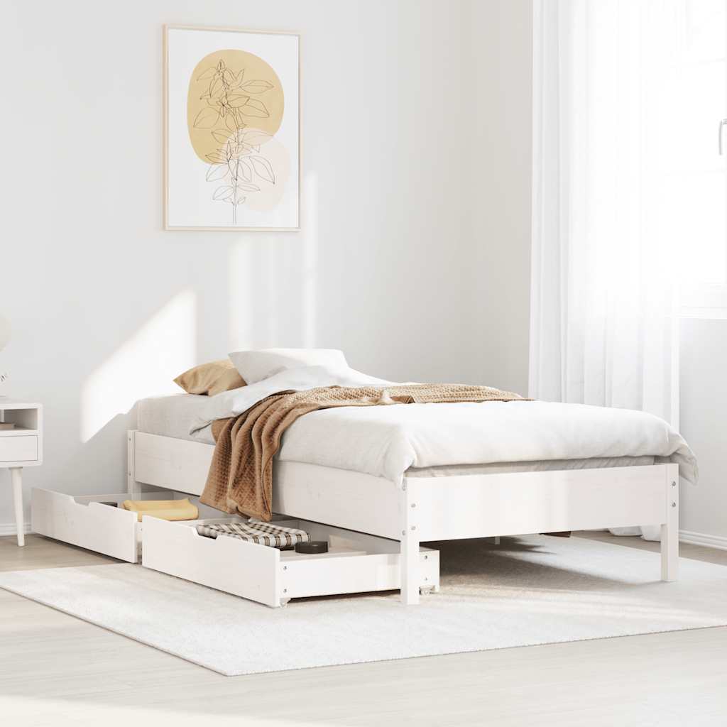 Cama sem colchão 75x190 cm madeira de pinho maciça branco