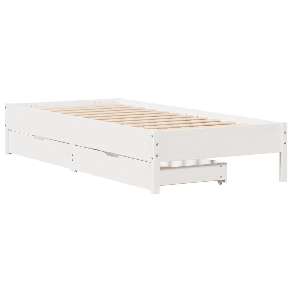 Cama sem colchão 75x190 cm madeira de pinho maciça branco
