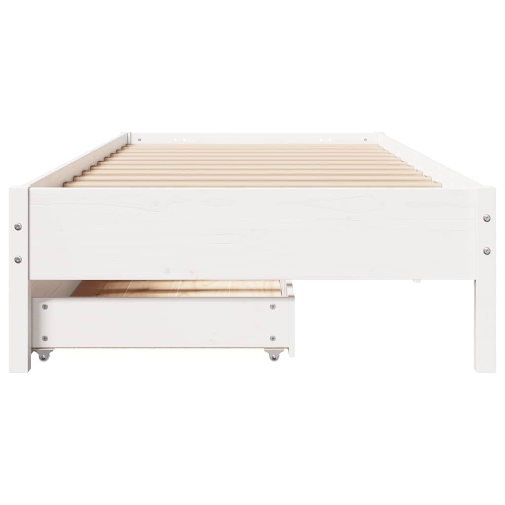 Cama sem colchão 75x190 cm madeira de pinho maciça branco