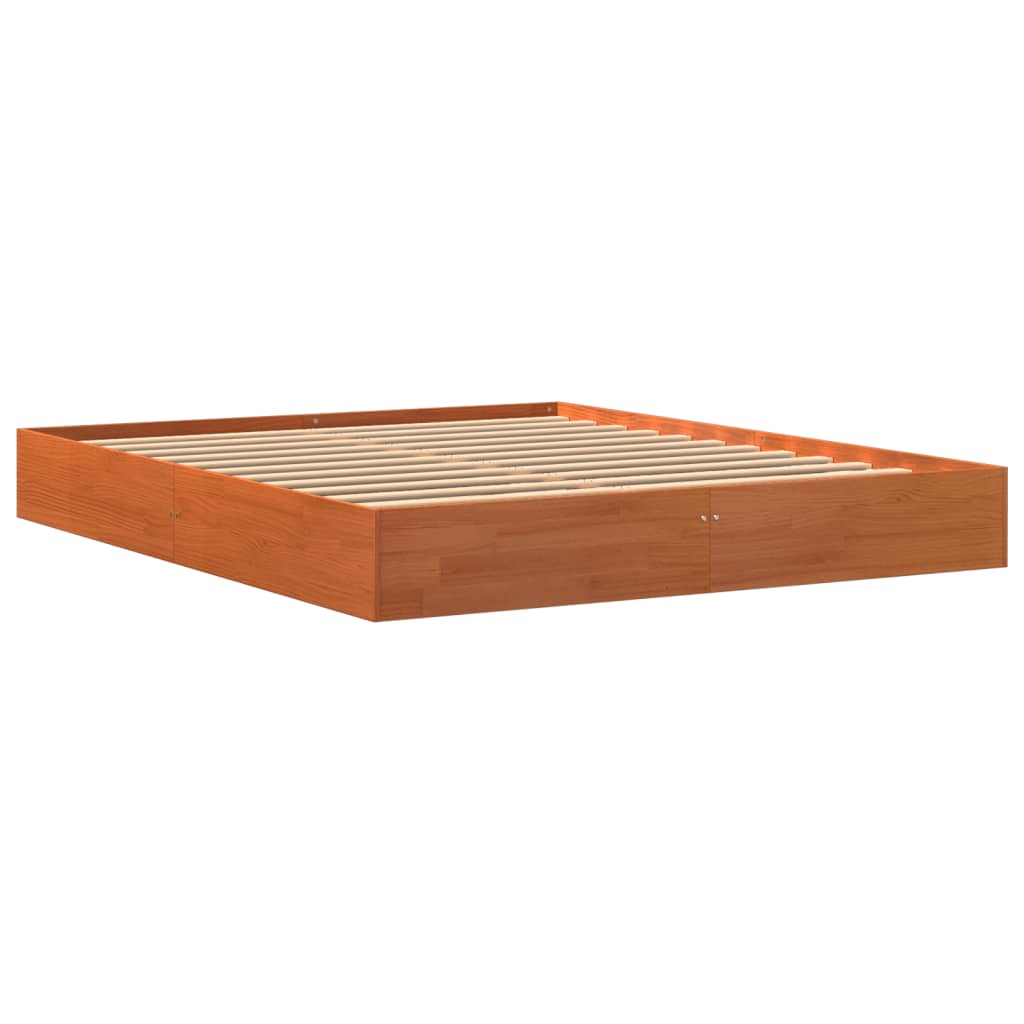 Cama sem colchão 160x200 cm madeira pinho maciço castanho-mel