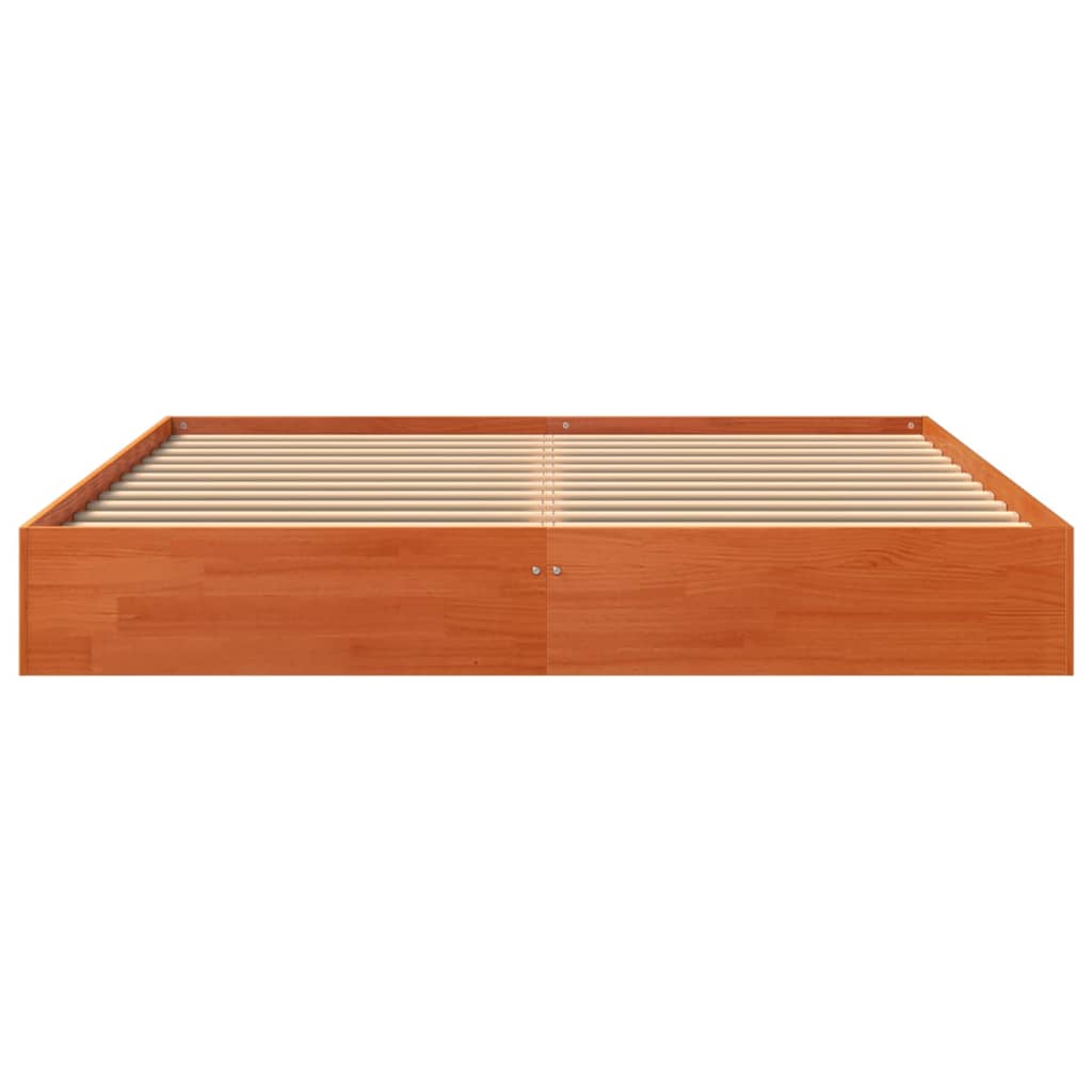 Cama sem colchão 160x200 cm madeira pinho maciço castanho-mel