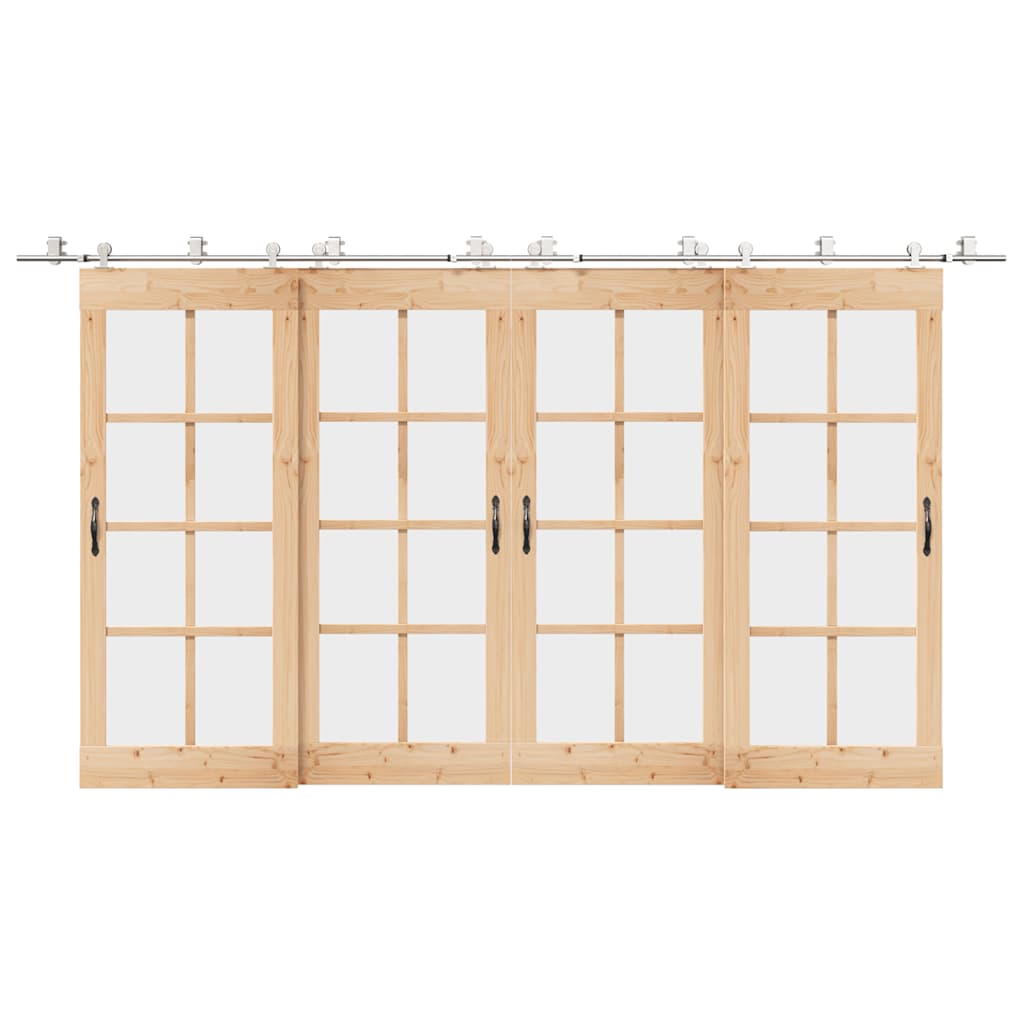 Kit ferragens p/ porta deslizante 200cm aço inoxidável prateado