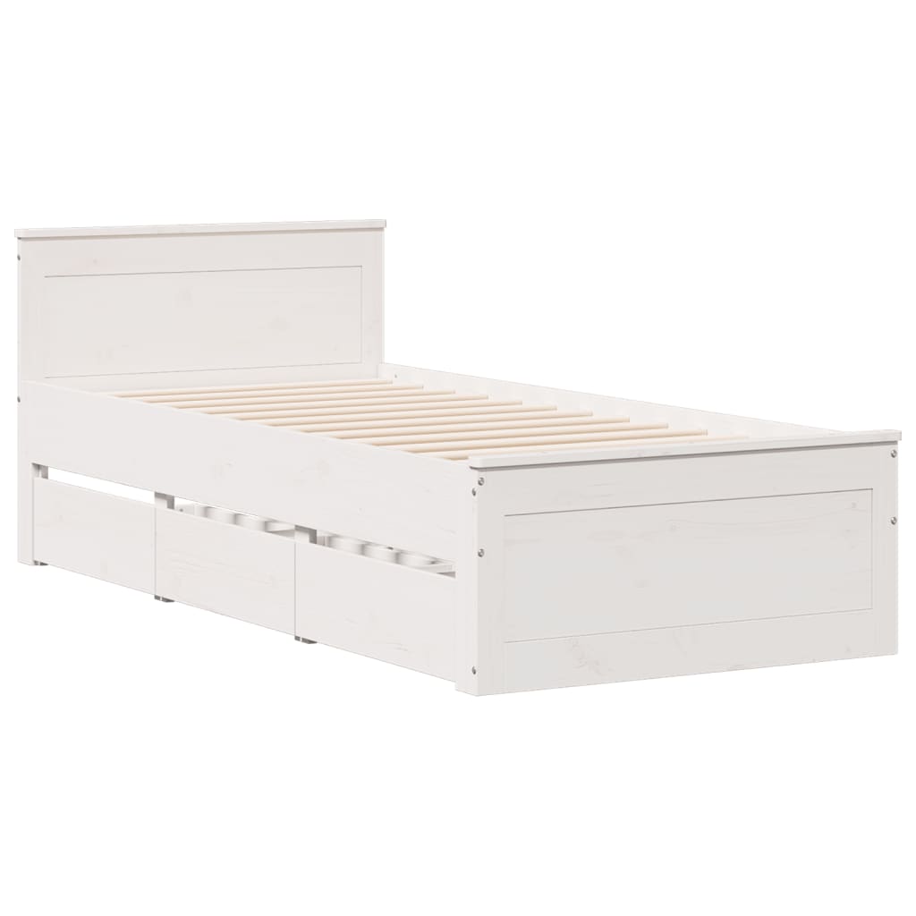 Cama sem colchão com cabeceira 90x200 cm pinho maciço branco