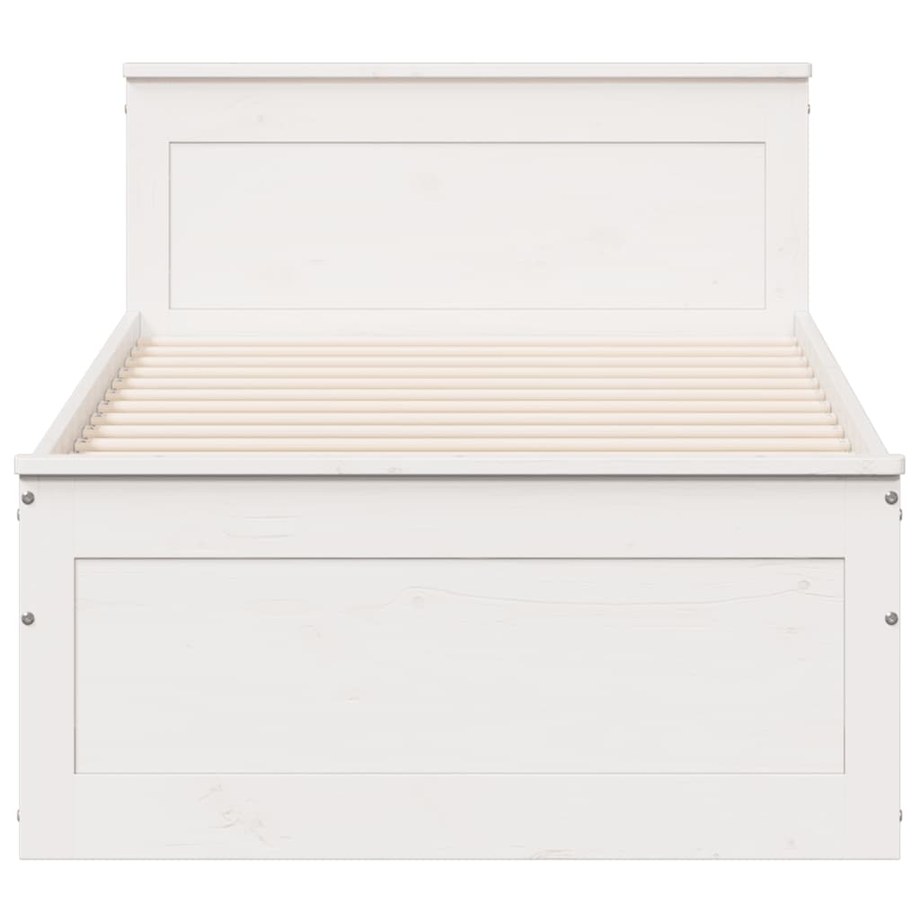 Cama sem colchão com cabeceira 90x200 cm pinho maciço branco