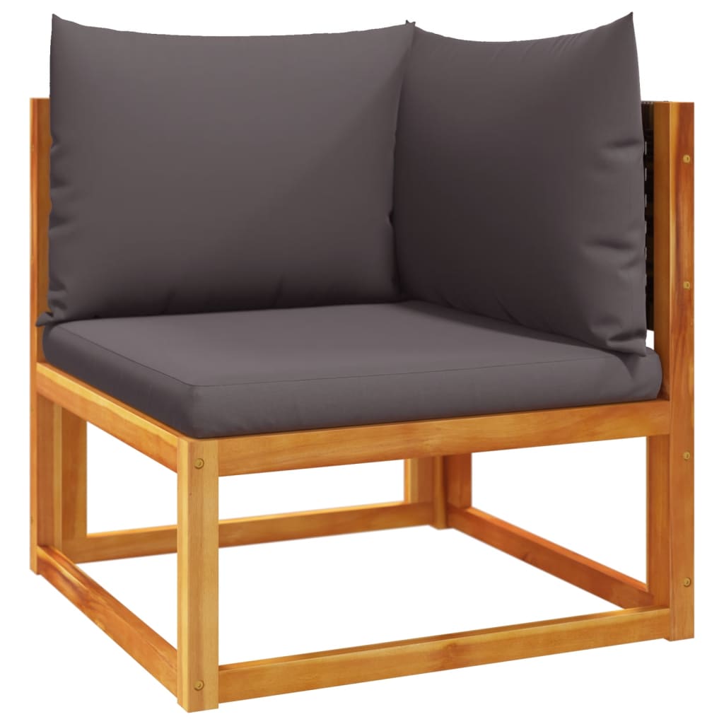 Conjunto de sofás de jardim de 5 peças com almofadas de madeira de acácia e vime