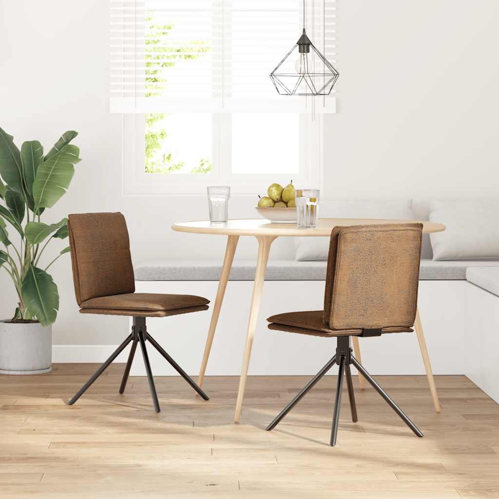 Cadeira de jantar brown faux suede leather