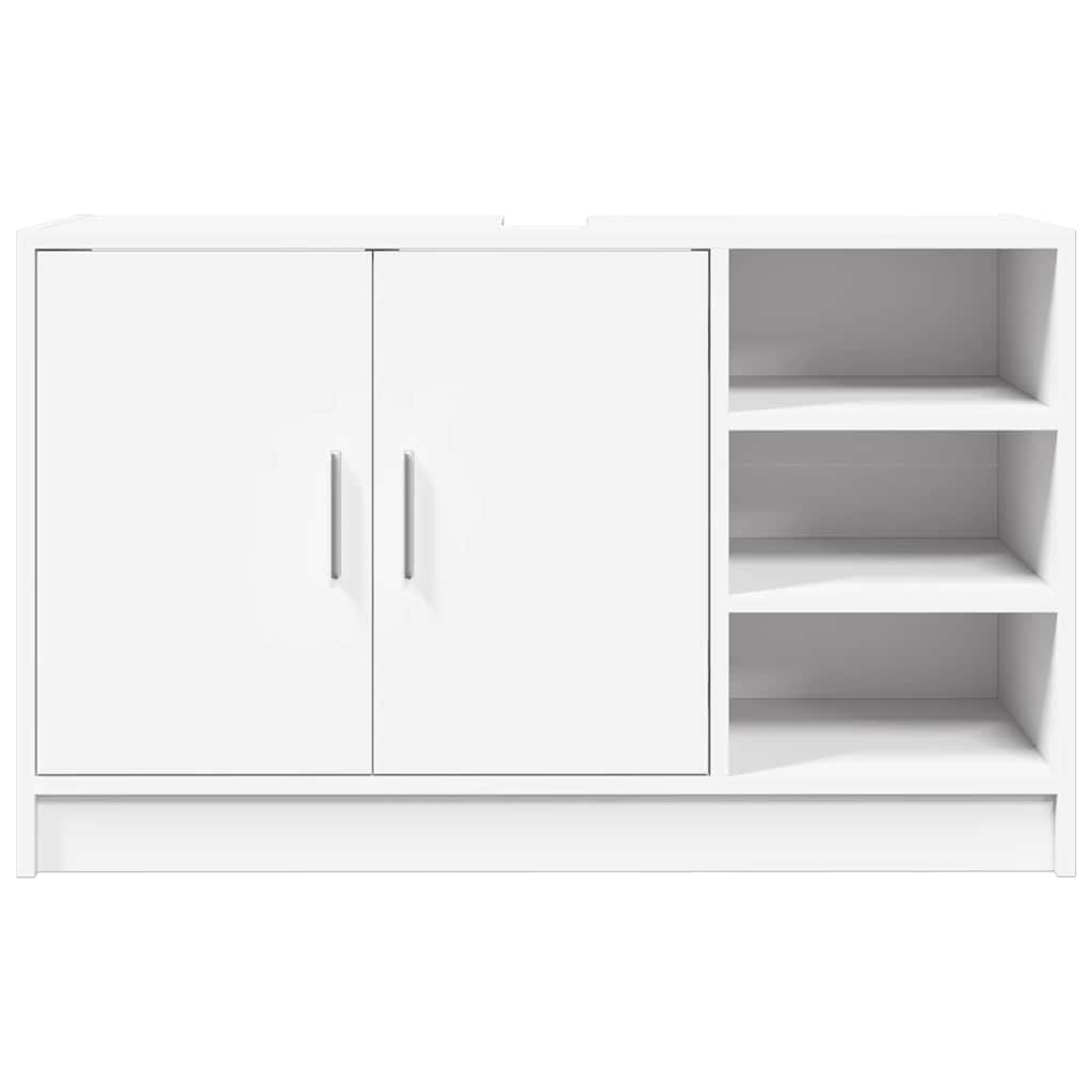 Armário de lavatório 90x29x55 cm derivados de madeira branco