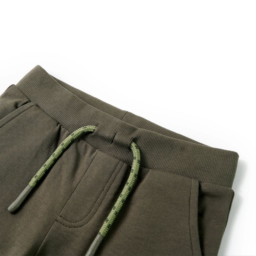 Calções de criança com cordão cor caqui-escuro 140