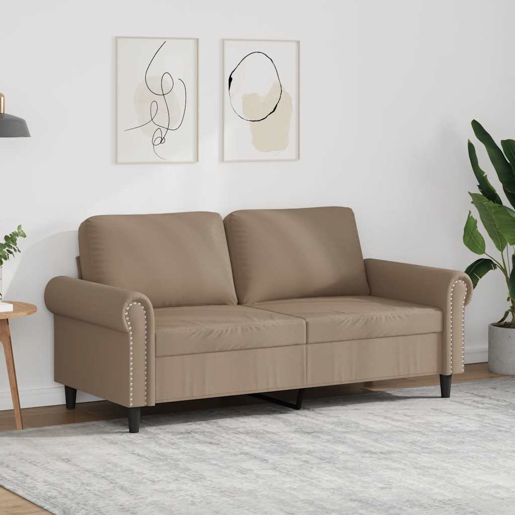Sofá de 2 lugares 140 cm couro artificial cor cappuccino