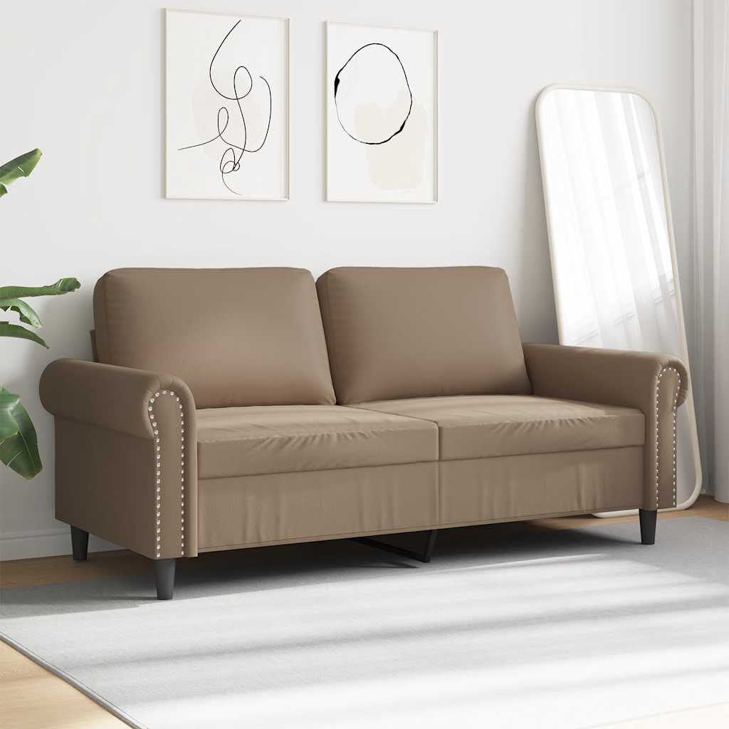 Sofá de 2 lugares 140 cm couro artificial cor cappuccino