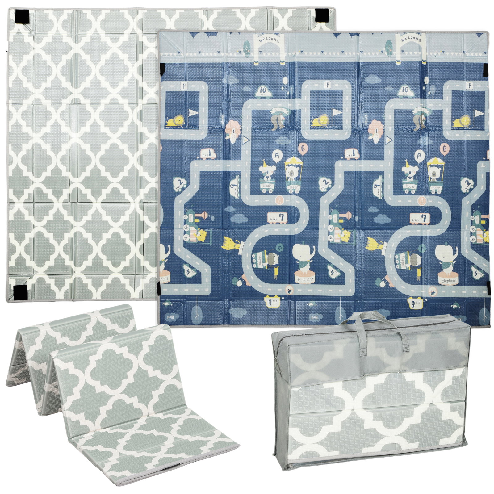 Tapete de brincar dobrável acolchoado para bebé 202x180,5x1 cm laterais dobráveis tapete de atividades bebé xpe impermeável multicor