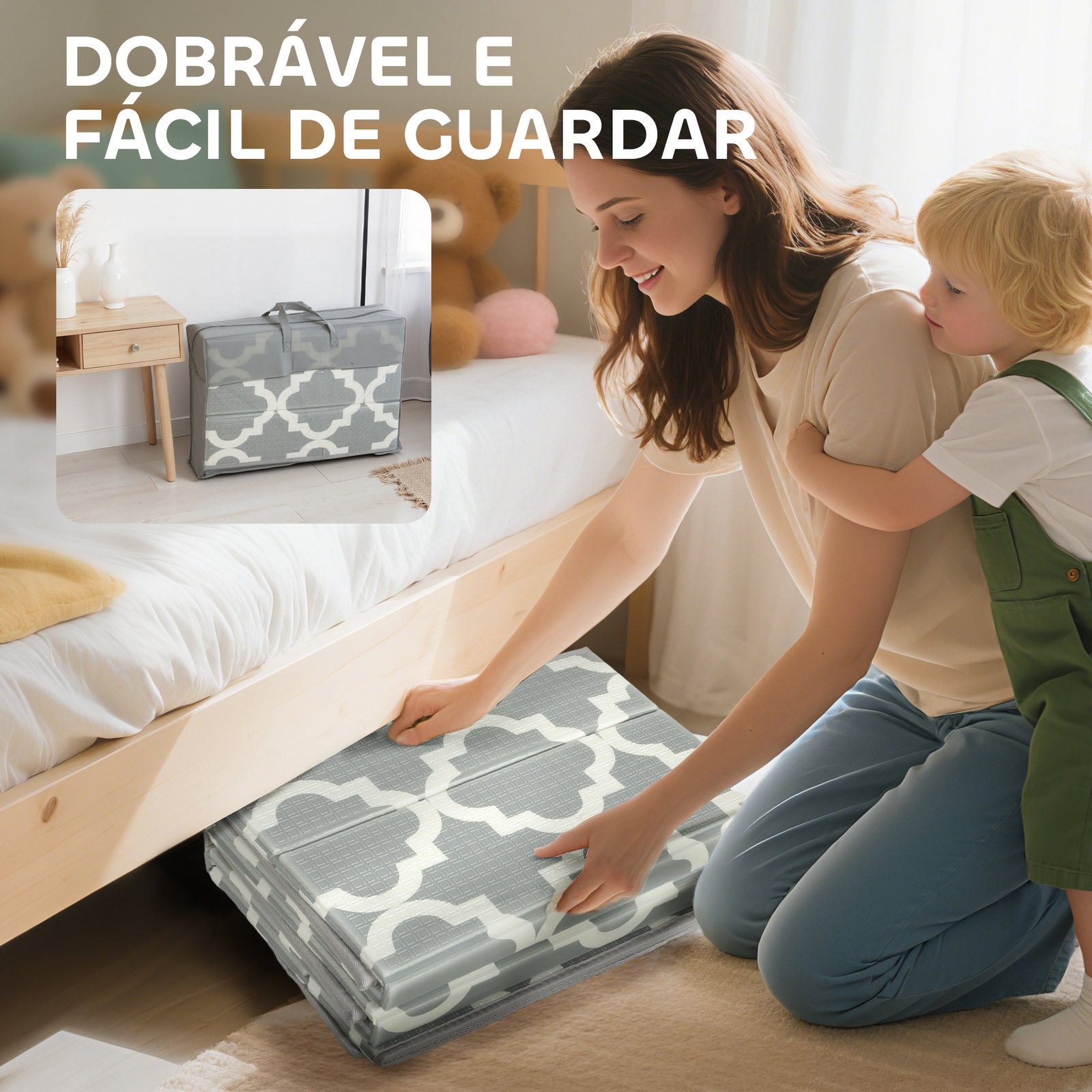 Tapete de brincar dobrável acolchoado para bebé 202x180,5x1 cm laterais dobráveis tapete de atividades bebé xpe impermeável multicor
