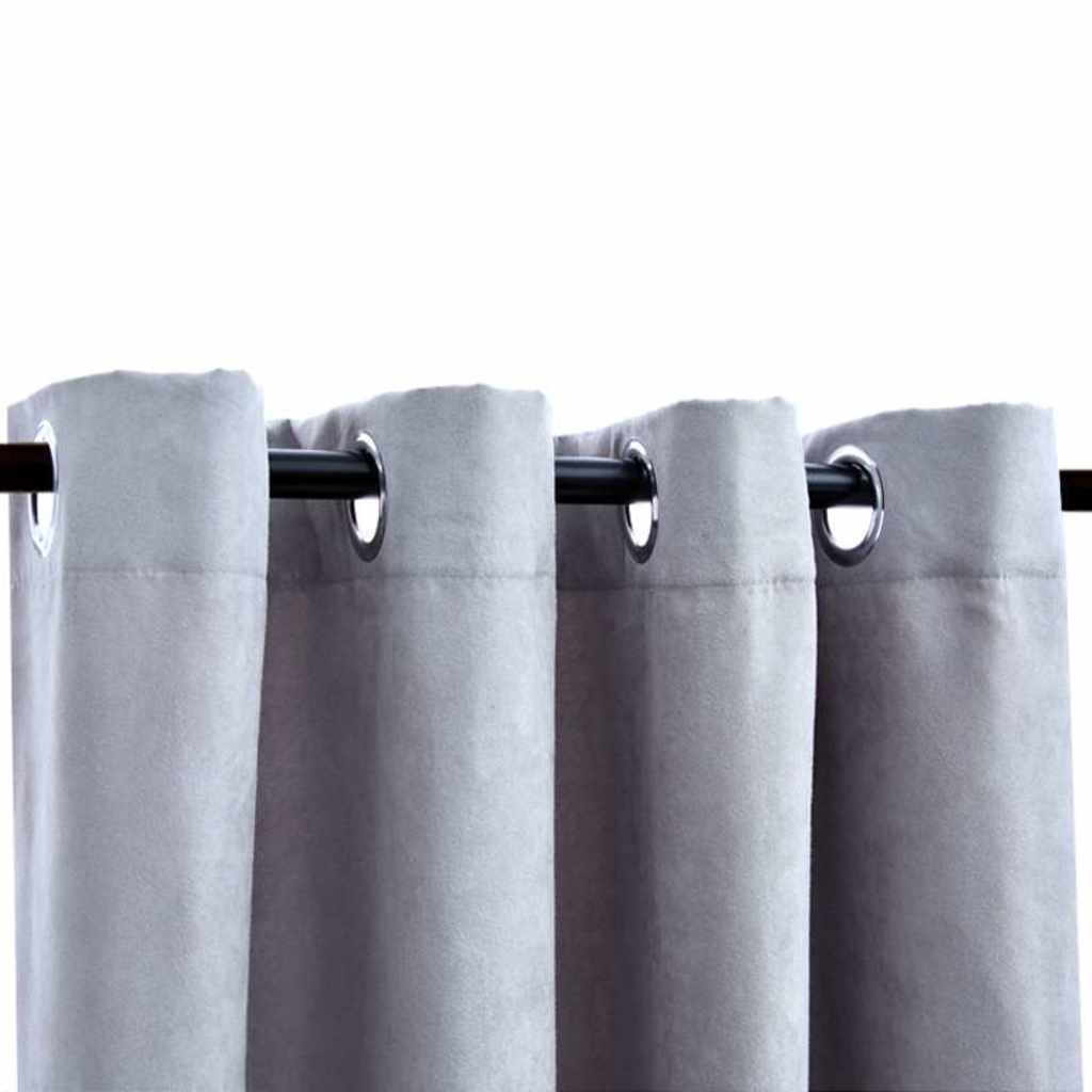Cortinas blackout c/ argolas em metal 2 pcs 140x245 cm cinzento