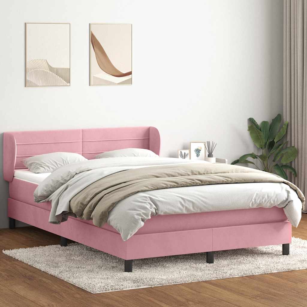 Cama com molas/colchão 140x210 cm veludo rosa