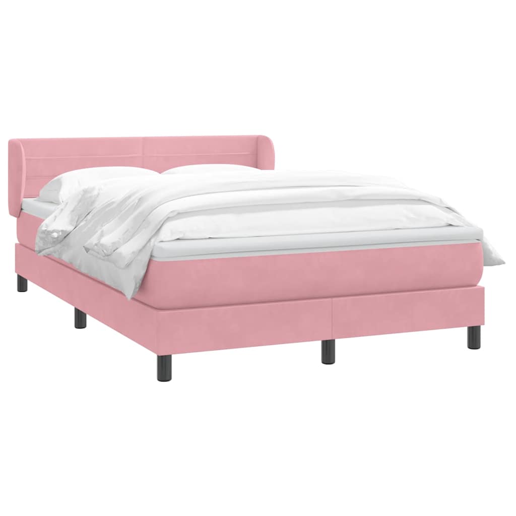 Cama com molas/colchão 140x210 cm veludo rosa