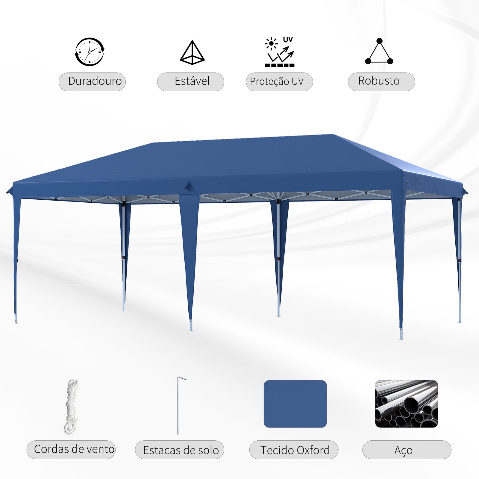 Tenda dobrável 6x3 tenda de jardim portátil com bolsa de transporte tecido oxford para exterior festas acampamento azul