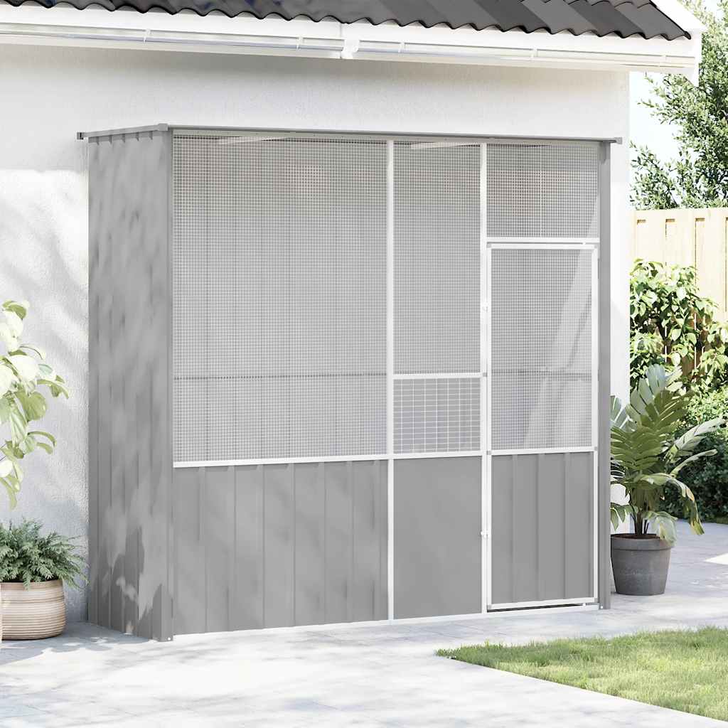 Gaiola p/ pássaros 215x78x200 cm aço galvanizado cinzento