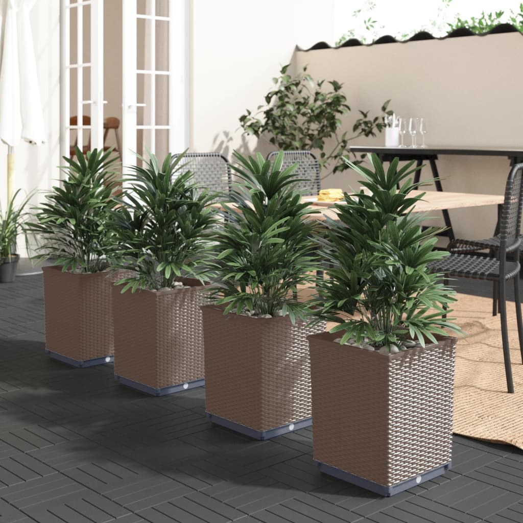 Vasos/floreiras 4 pcs 30x30x37 cm polipropileno castanho