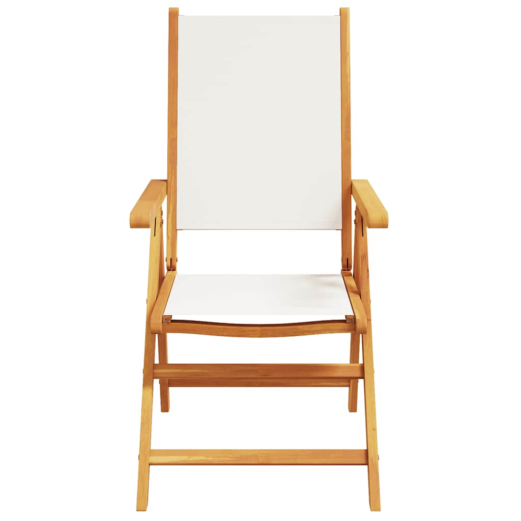 Cadeiras jardim reclin. 4 pcs tecido/madeira maciça branco nata