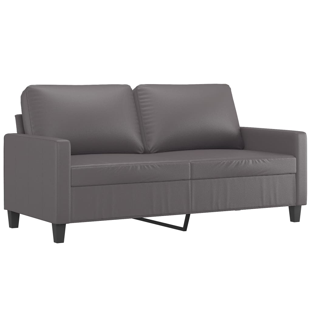 2 Pcs conjunto de sofás c/ almofadões couro artificial cinzento