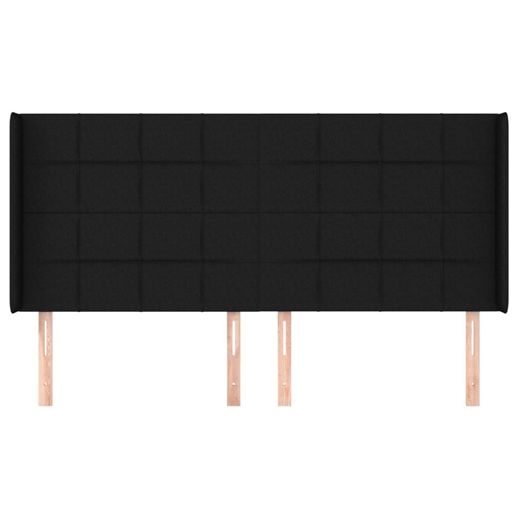 Cabeceira de cama c/ abas tecido 183x16x118/128 cm preto