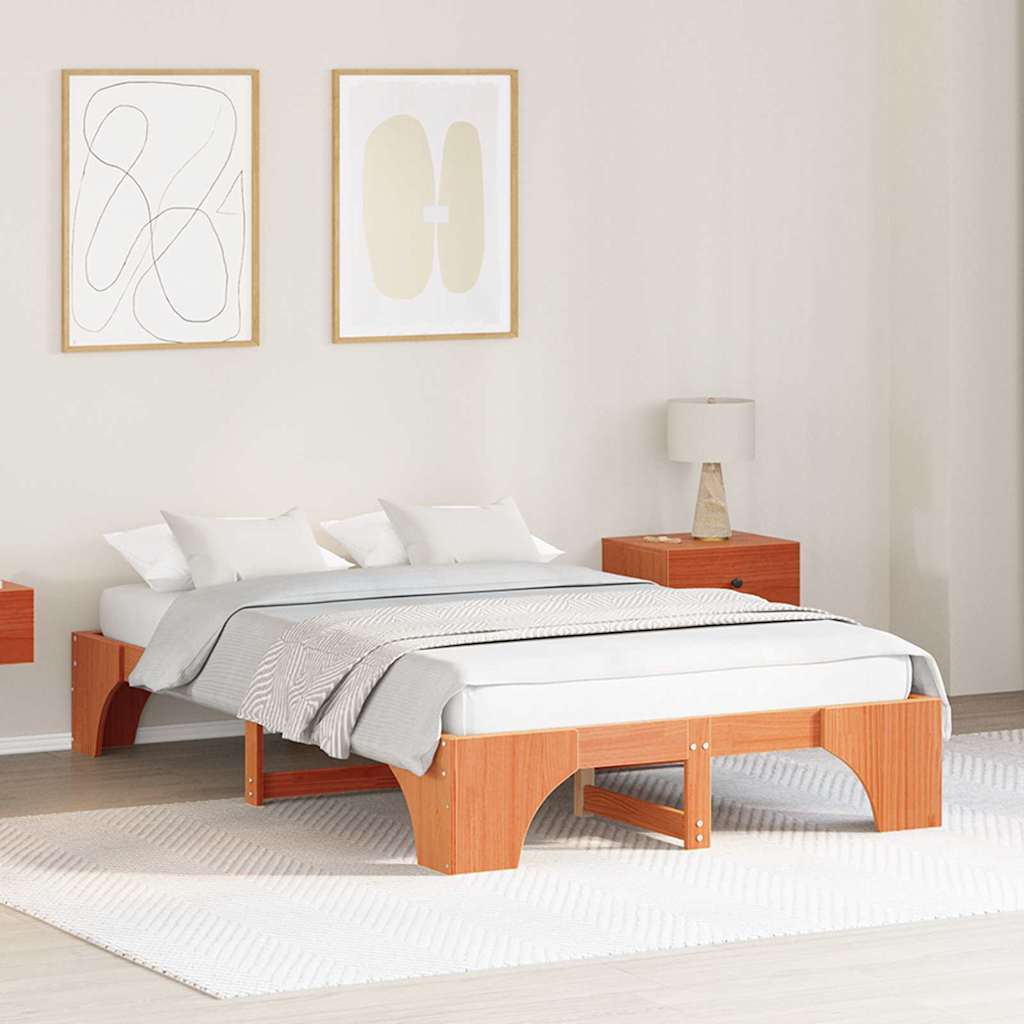Estrutura da cama marrom cera 135 x 190 cm