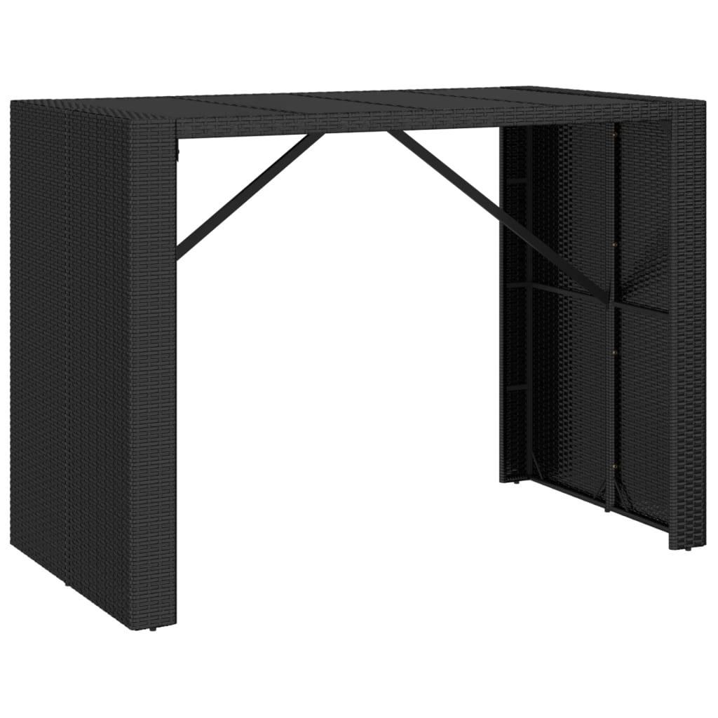 5 Pcs conjunto de bar p/ jardim c/ almofadões vime PE preto