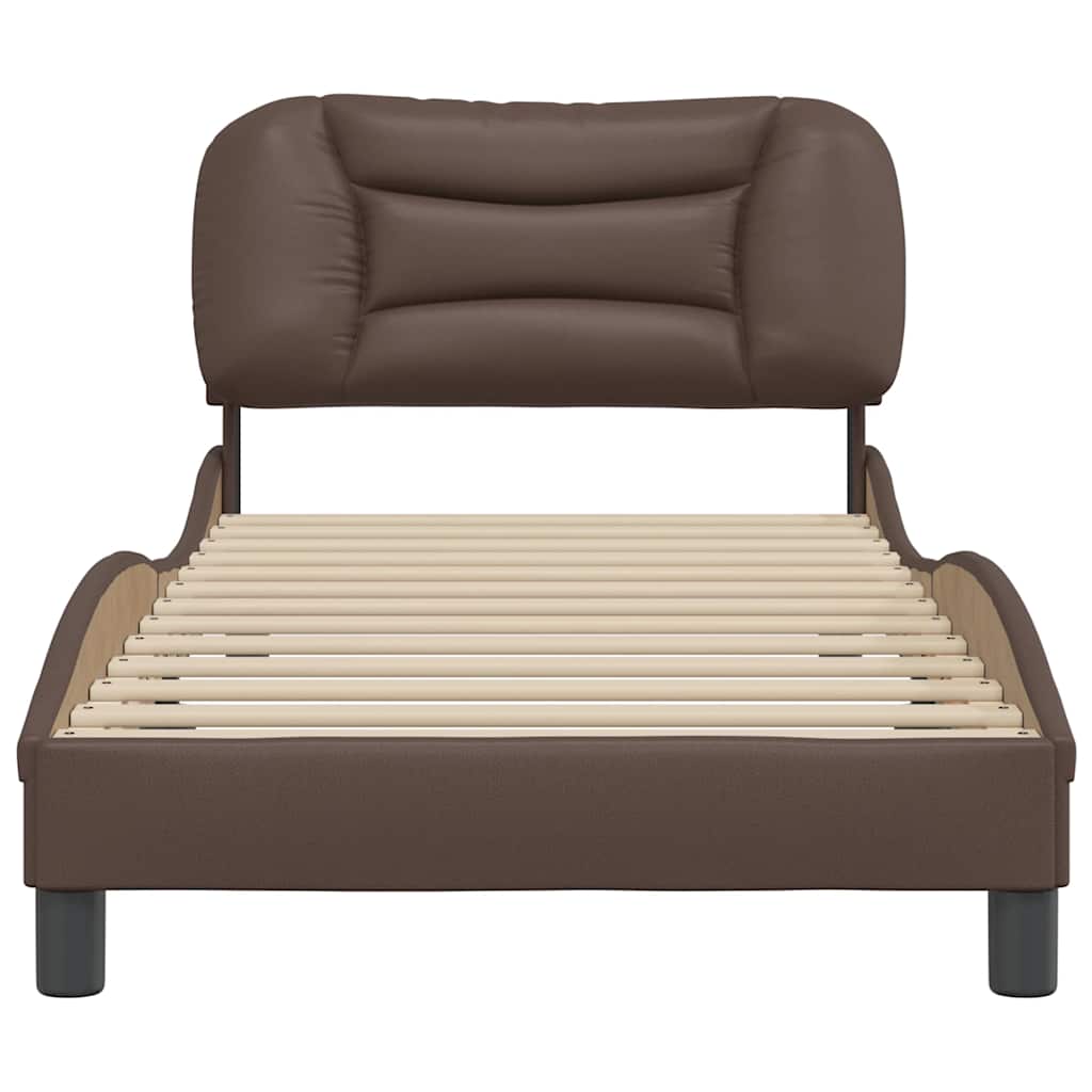 Estrutura de cama sem colchão hvar 90x200 cm couro artificial castanho