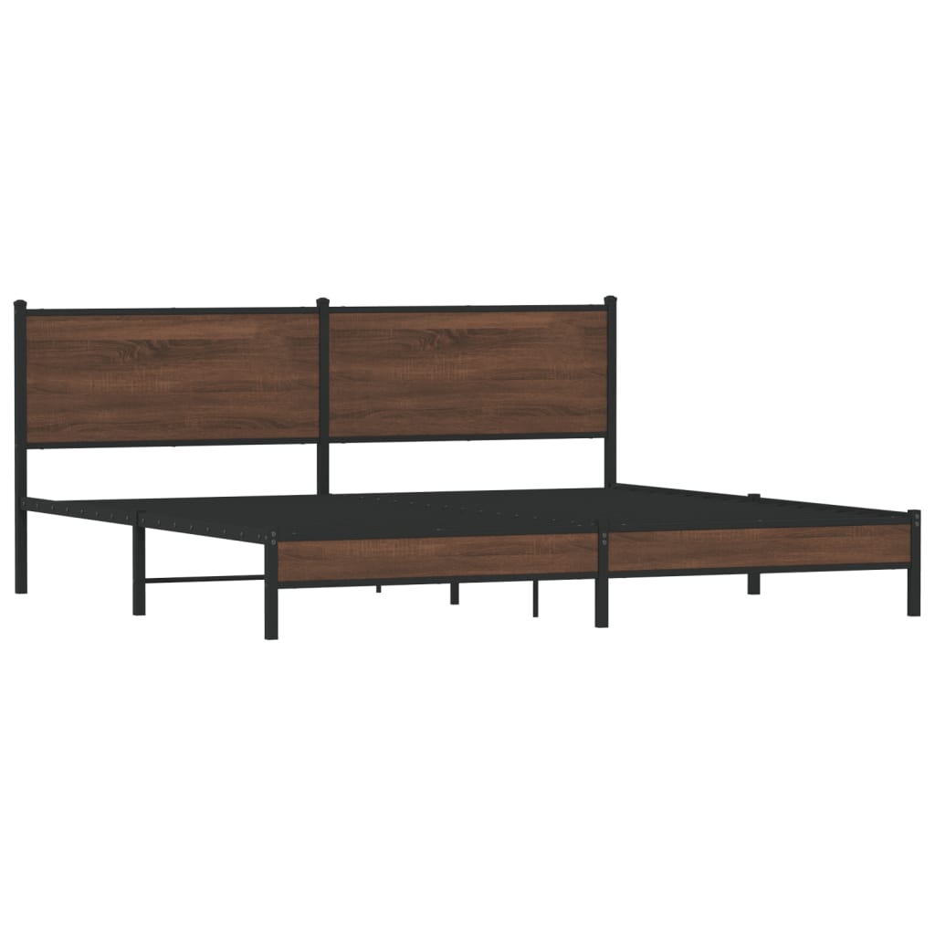 Estrutura cama sem colchão 200x200cm metal carvalho castanho