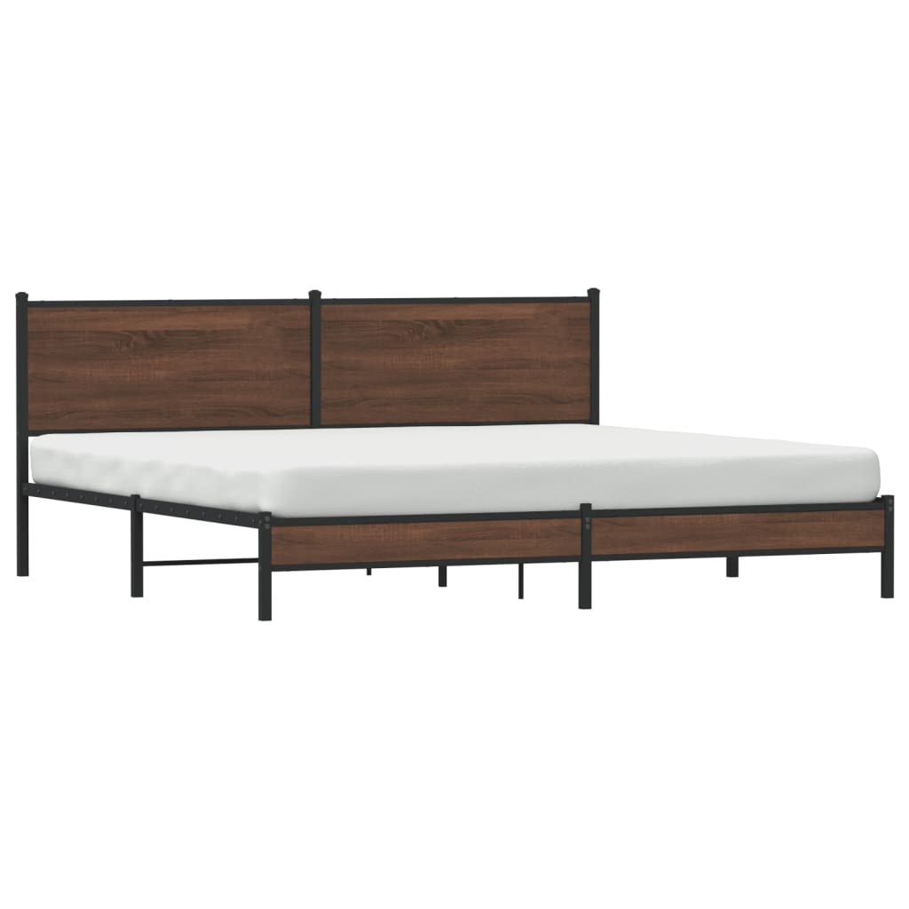 Estrutura cama sem colchão 200x200cm metal carvalho castanho