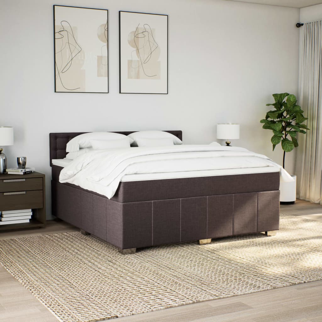 Cama com molas/colchão 180x200 cm tecido castanho-escuro