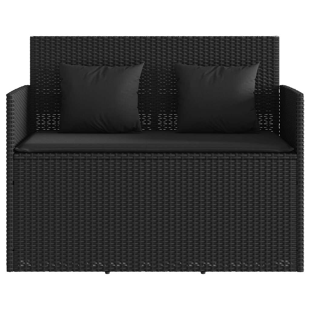 Banco de jardim com almofadões vime PE preto