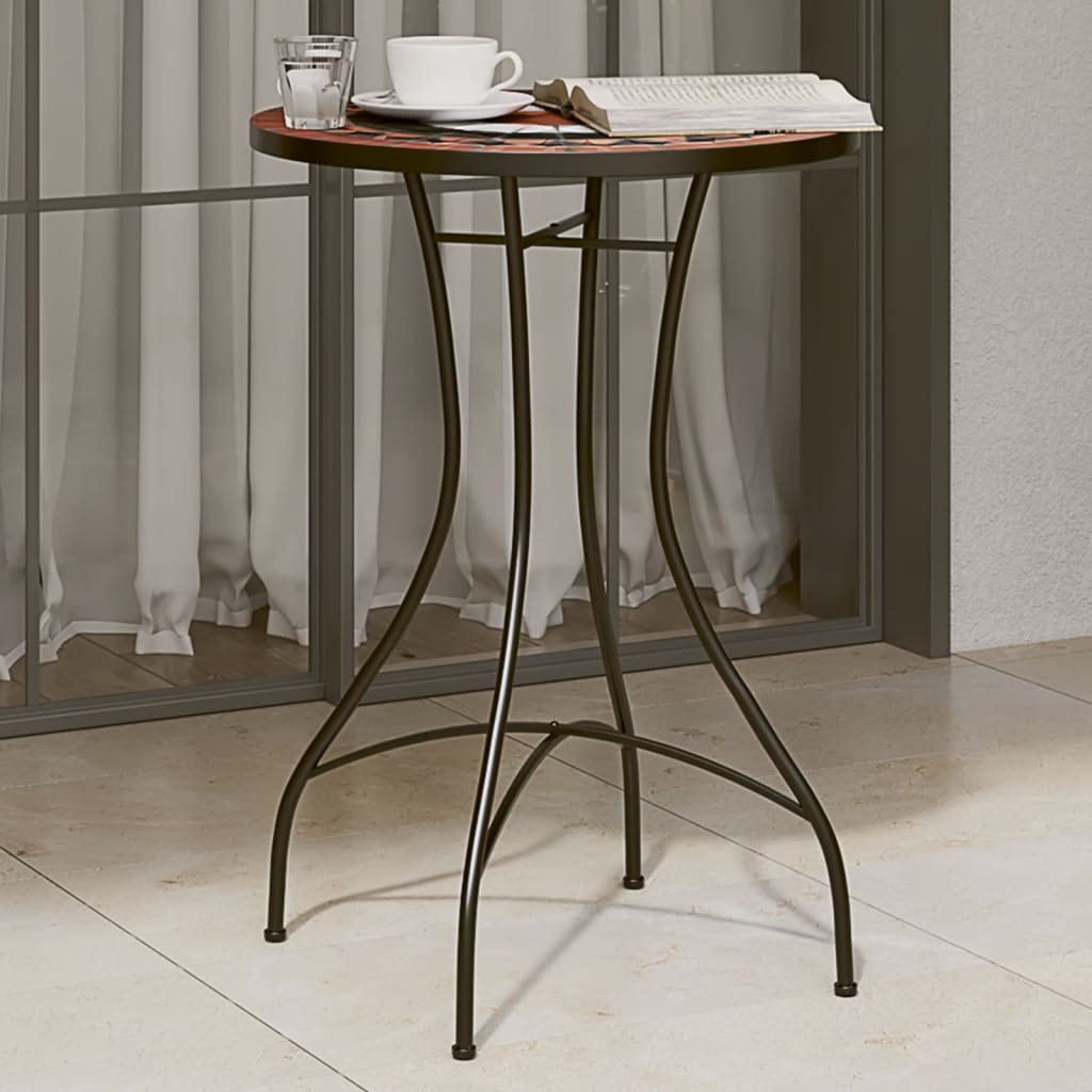 Mesa de bistrô em mosaico ø50x70 cm cerâmica terracota e branco