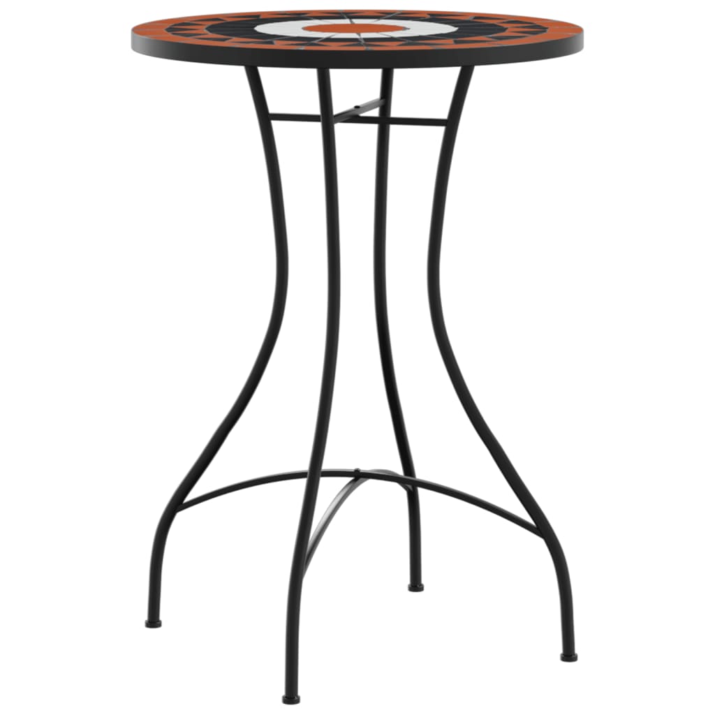 Mesa de bistrô em mosaico ø50x70 cm cerâmica terracota e branco