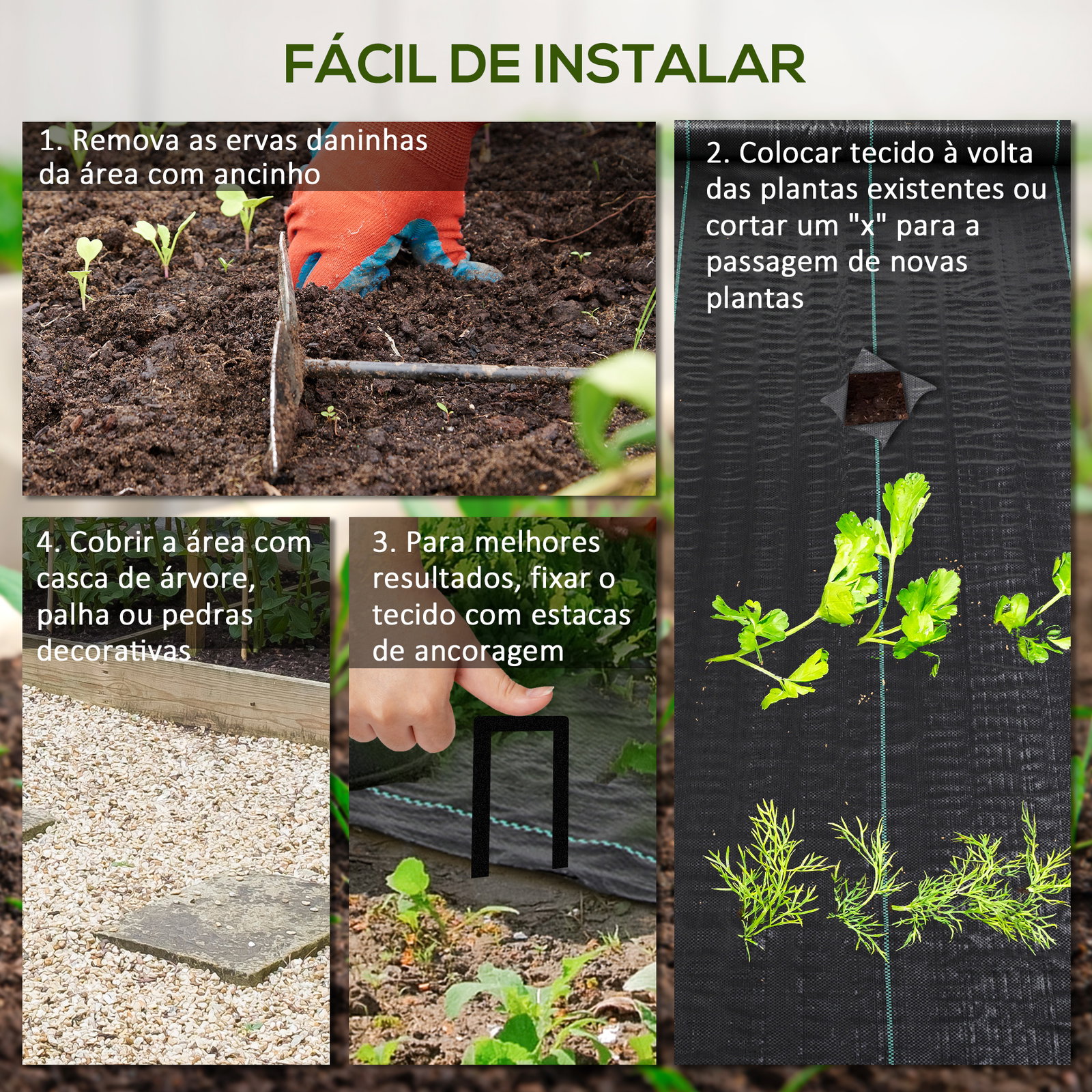 Rolo de malha anti-ervas 2x100 m malha geotêxtil 60 g/m² para controlo de ervas daninhas de jardim malha anti-ervas pret