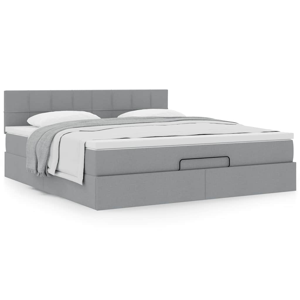 Estrutura de cama otomana com colchão 180x200 cm cinzento claro