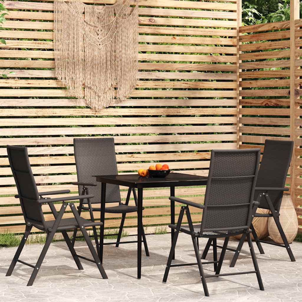 5 Pcs conjunto de jantar para jardim preto